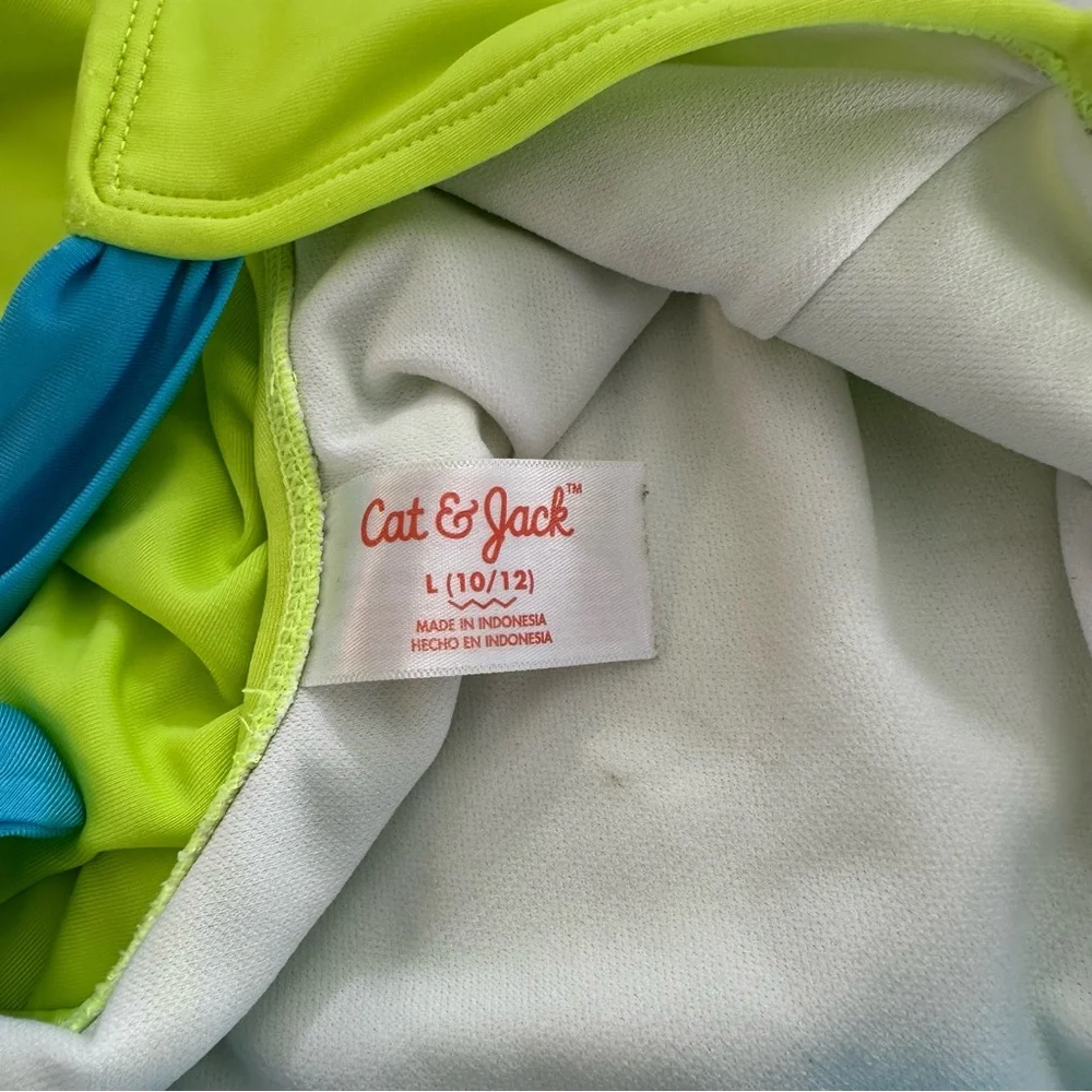 Cat & Jack Neon Yellow and Blue Kids One Piece Swimsuit